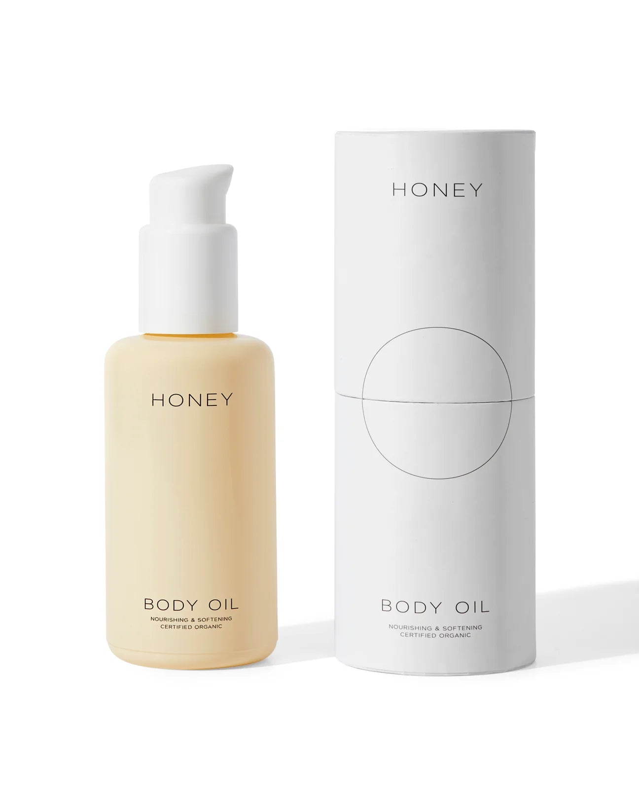 Body Oil bottle and packaging from HONEY