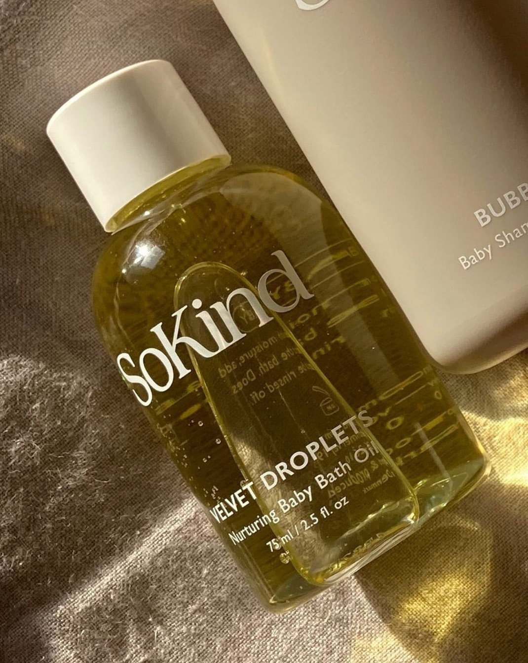 Velvet Droplets from SoKind, a nurturing baby bath oil