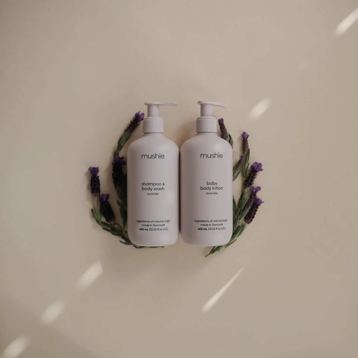 Baby body lotion and shampoo & body wash lavender from Mushie