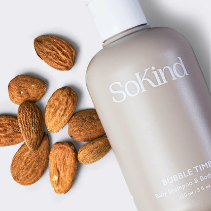 Bubble Time from SoKind, bottle and almonds