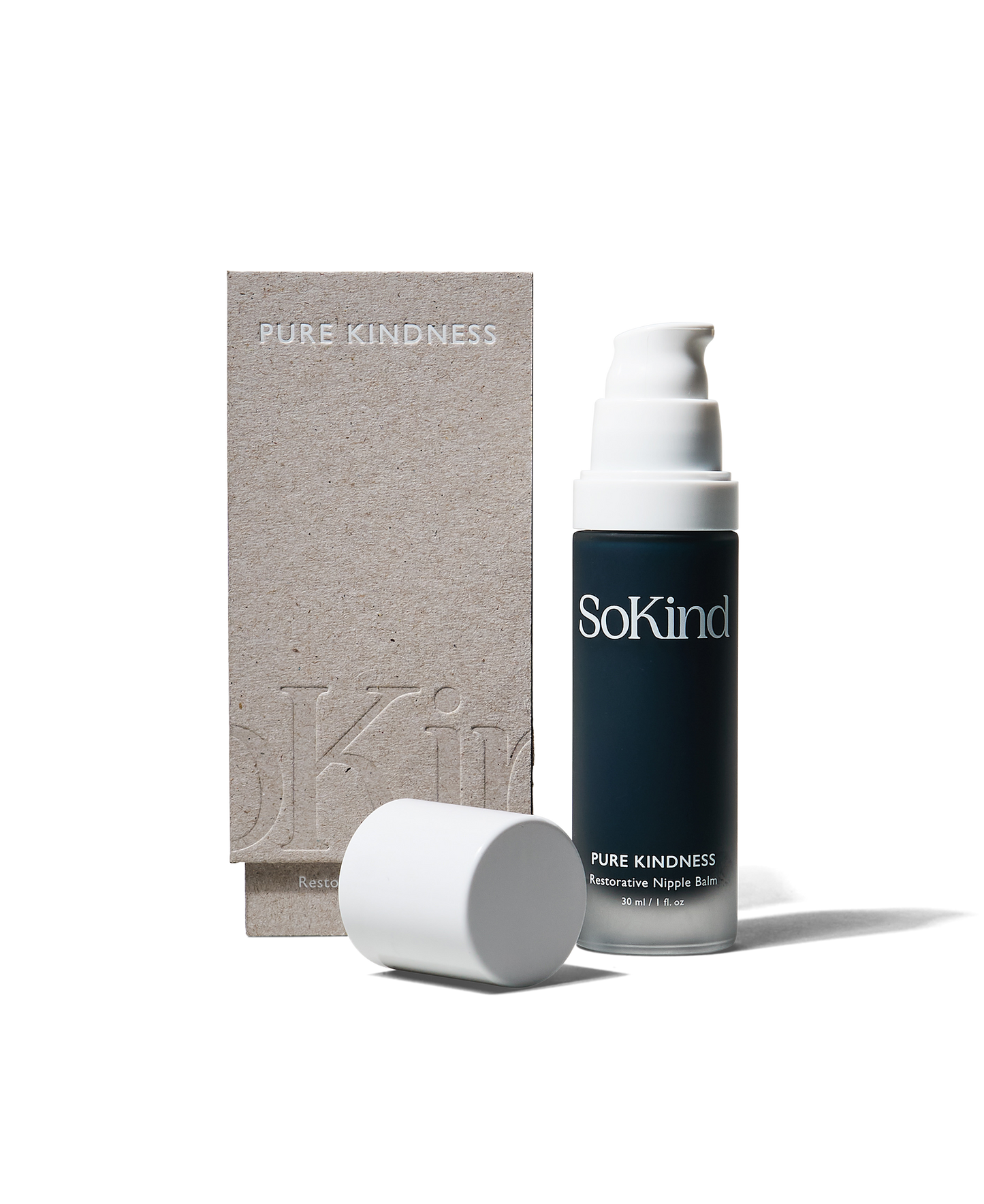 Pure Kindness from SoKind, a nipple balm, bottle and packaging